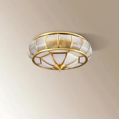 Plafonnier Rond en Verre Texturé LED - Élégant et Moderne pour Chambre et Salon
