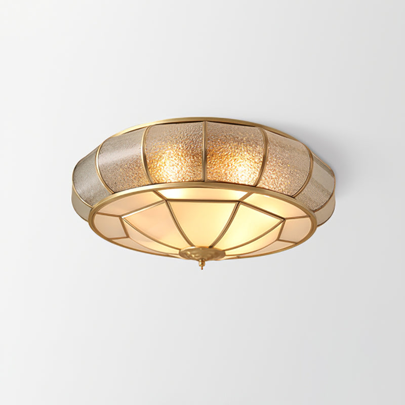 Plafonnier Rond en Verre Texturé LED - Élégant et Moderne pour Chambre et Salon