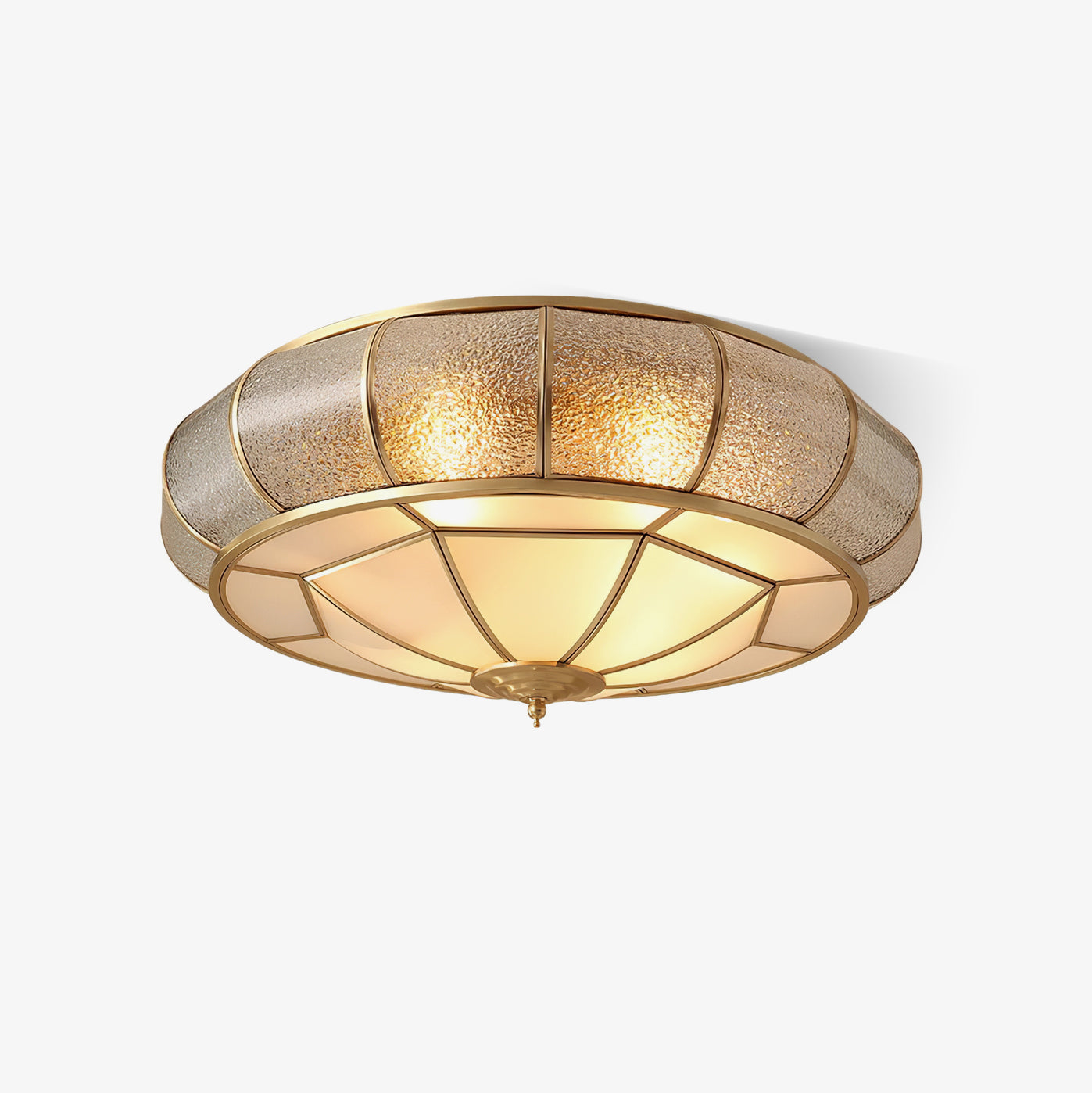 Plafonnier Rond en Verre Texturé LED - Élégant et Moderne pour Chambre et Salon