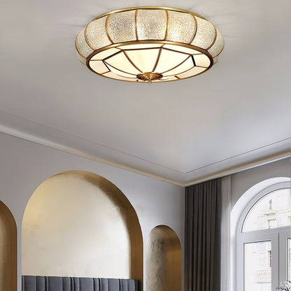 Plafonnier Rond en Verre Texturé LED - Élégant et Moderne pour Chambre et Salon
