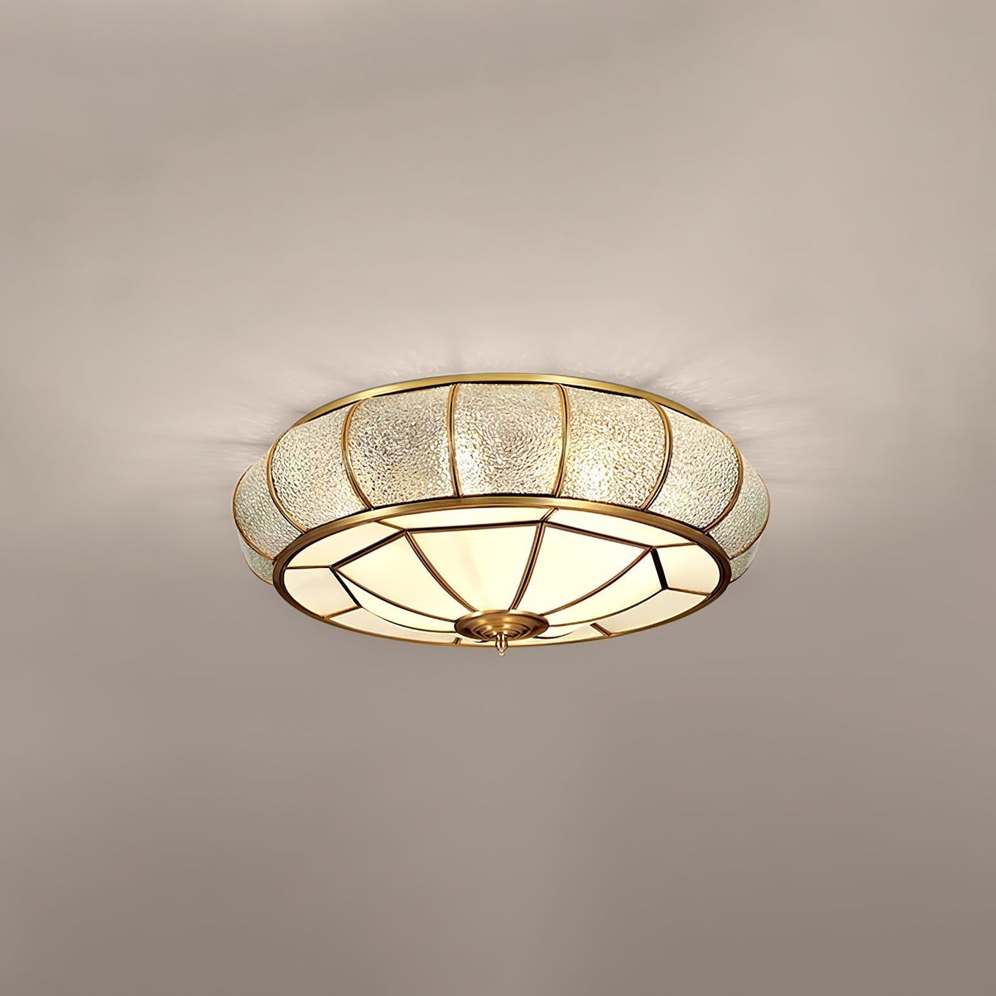 Plafonnier Rond en Verre Texturé LED - Élégant et Moderne pour Chambre et Salon