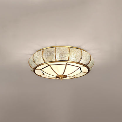 Plafonnier Rond en Verre Texturé LED - Élégant et Moderne pour Chambre et Salon