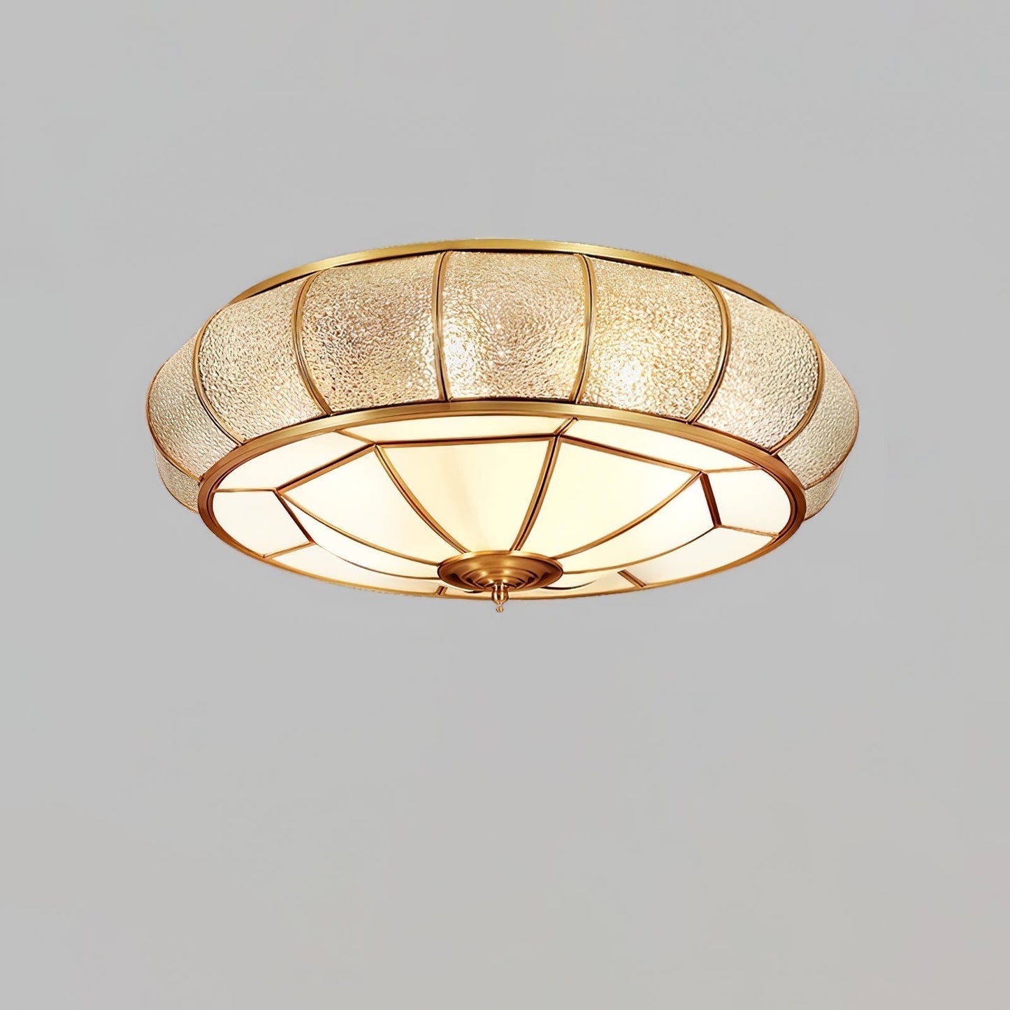 Plafonnier Rond en Verre Texturé LED - Élégant et Moderne pour Chambre et Salon