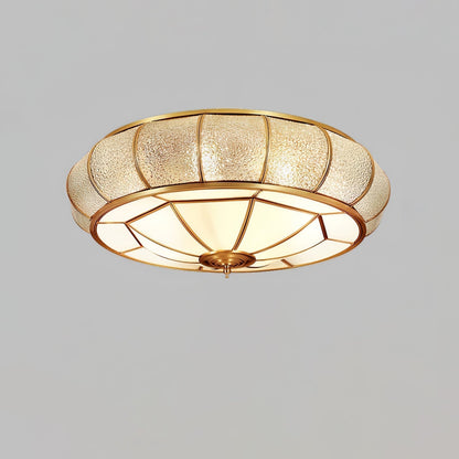 Plafonnier Rond en Verre Texturé LED - Élégant et Moderne pour Chambre et Salon
