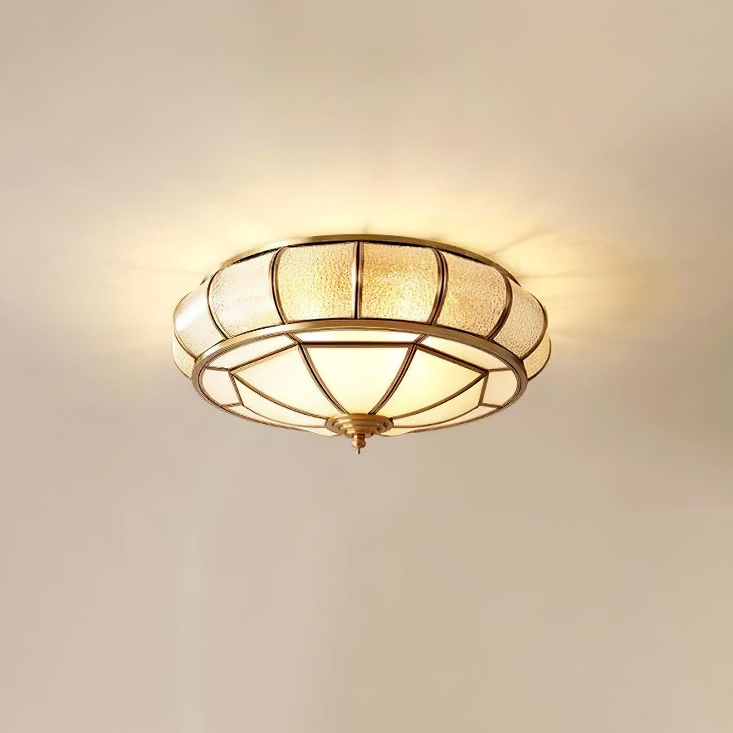 Plafonnier Rond en Verre Texturé LED - Élégant et Moderne pour Chambre et Salon