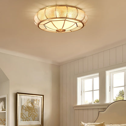 Plafonnier Rond en Verre Texturé LED - Élégant et Moderne pour Chambre et Salon