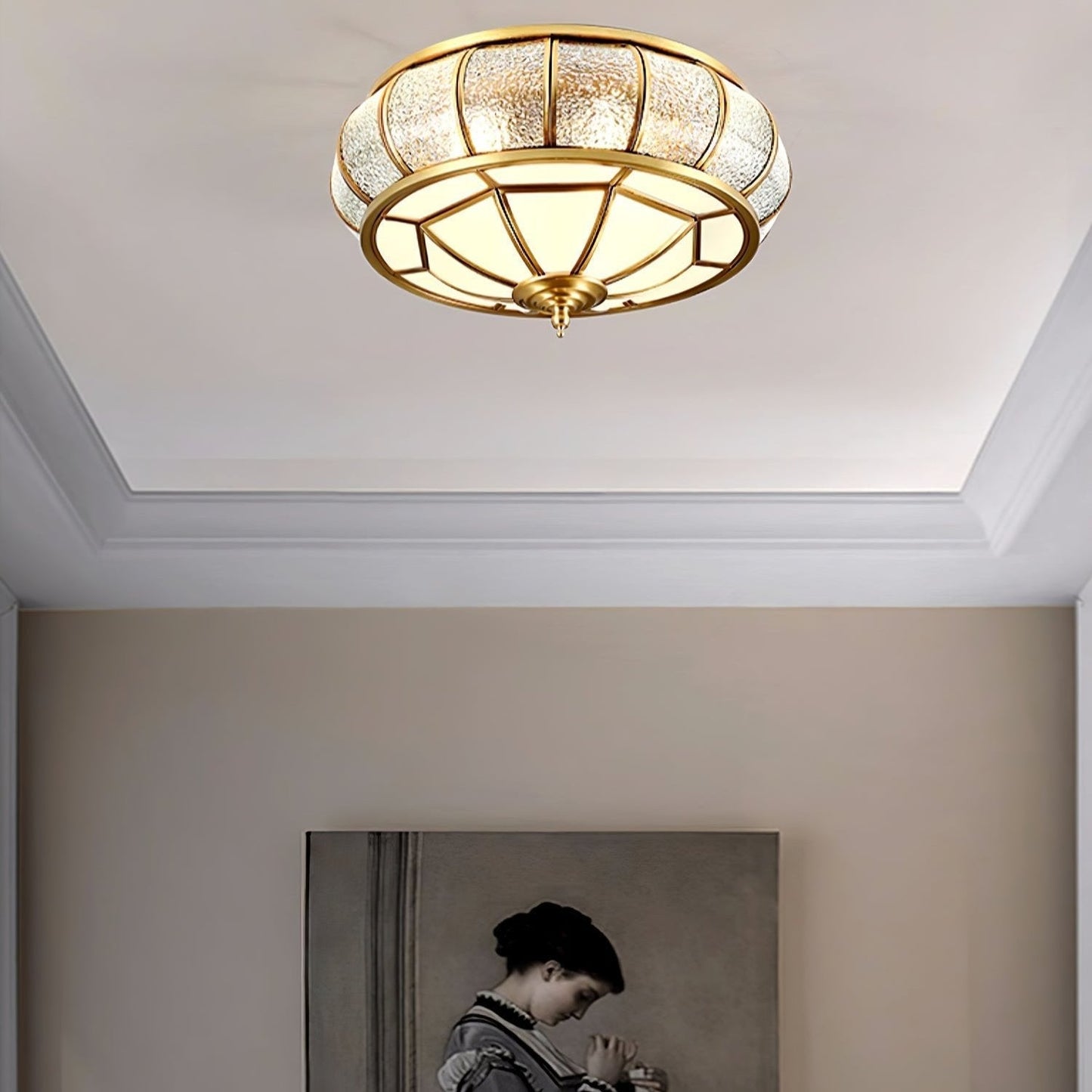 Plafonnier Rond en Verre Texturé LED - Élégant et Moderne pour Chambre et Salon
