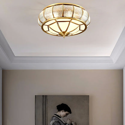 Plafonnier Rond en Verre Texturé LED - Élégant et Moderne pour Chambre et Salon