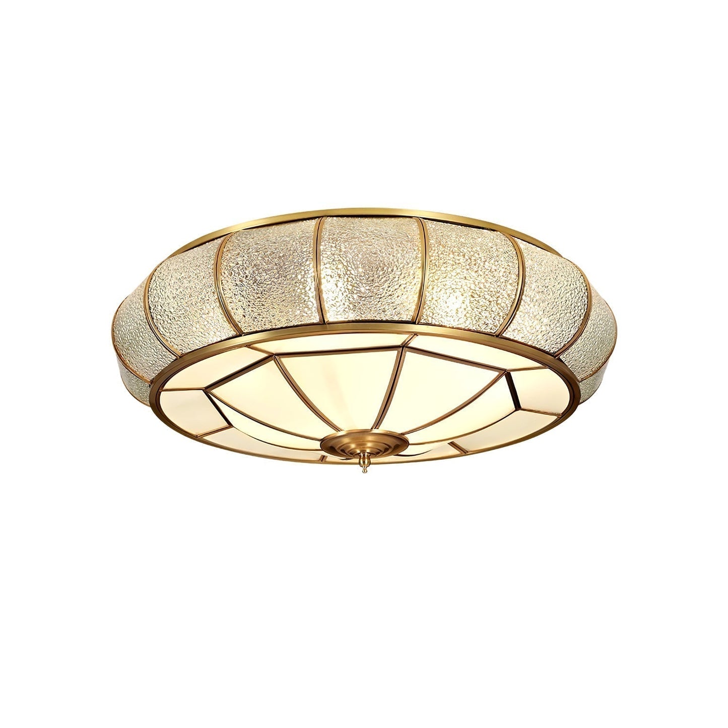 Plafonnier Rond en Verre Texturé LED - Élégant et Moderne pour Chambre et Salon