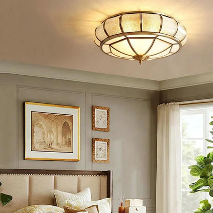Plafonnier Rond en Verre Texturé LED - Élégant et Moderne pour Chambre et Salon