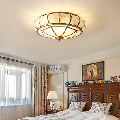Plafonnier Rond en Verre Texturé LED - Élégant et Moderne pour Chambre et Salon