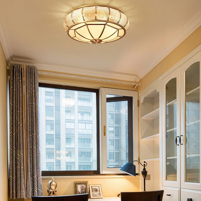 Plafonnier Rond en Verre Texturé LED - Élégant et Moderne pour Chambre et Salon