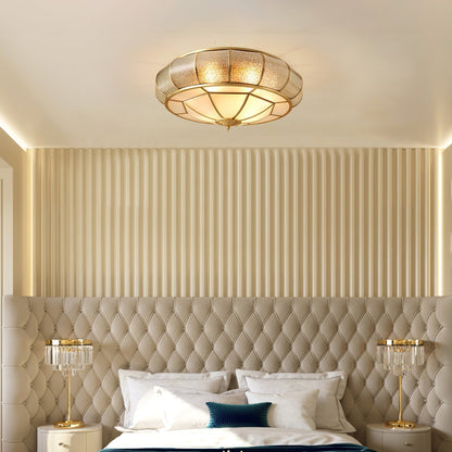 Plafonnier Rond en Verre Texturé LED - Élégant et Moderne pour Chambre et Salon