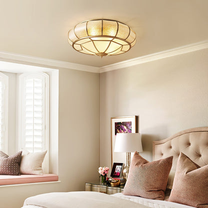 Plafonnier Rond en Verre Texturé LED - Élégant et Moderne pour Chambre et Salon