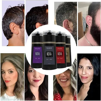 Shampooing Colorant NovaHair Color+ – Couvrance Longue Durée Sans Ammoniaque, Application Facile, 5 Teintes Disponibles
