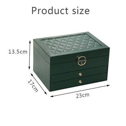 Grande Boîte à Bijoux en Cuir Multicouche - Organisation Élégante et Pratique