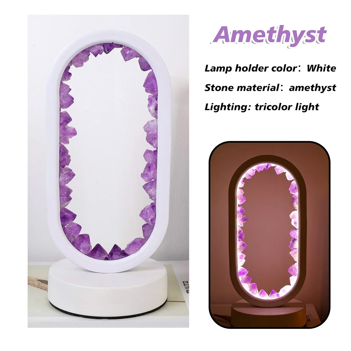 AuraStone | Lampe de calme en améthystes naturelles apaisantes