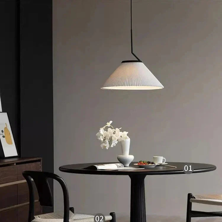 Suspension Nordic Plissée Crème – Design Scandinave Élégant en Tissu LED