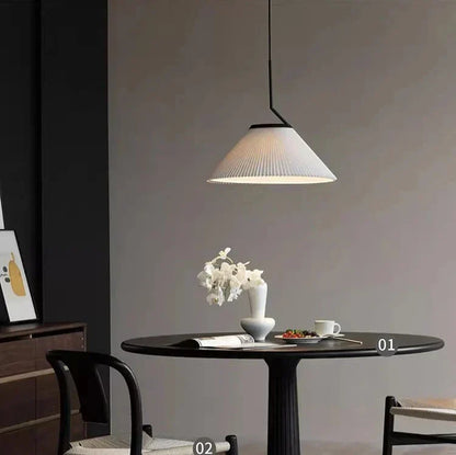 Suspension Nordic Plissée Crème – Design Scandinave Élégant en Tissu LED