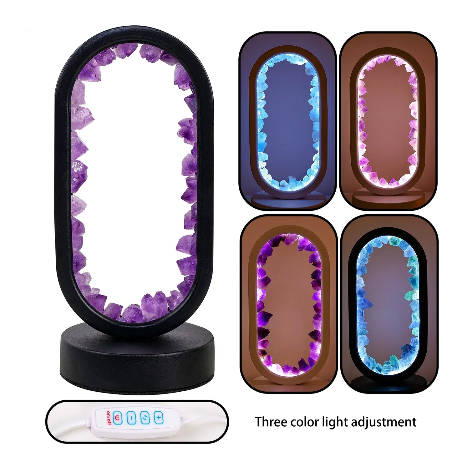 AuraStone | Lampe de calme en améthystes naturelles apaisantes