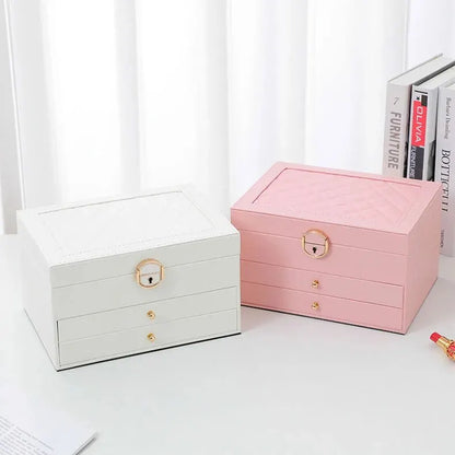 Grande Boîte à Bijoux en Cuir Multicouche - Organisation Élégante et Pratique