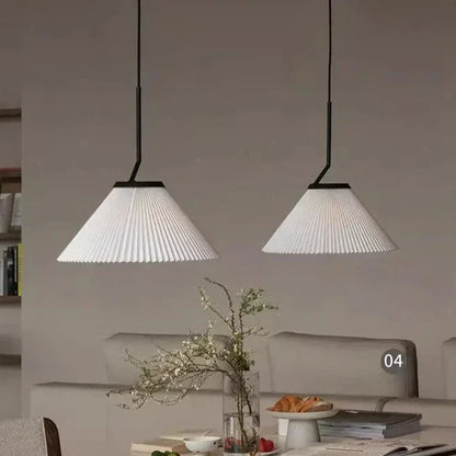 Suspension Nordic Plissée Crème – Design Scandinave Élégant en Tissu LED