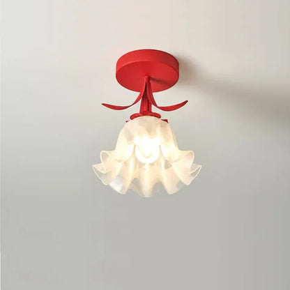 Plafonnier French Tiffany Mini Fleur - Lampe en Verre et Fer au Design Vintage