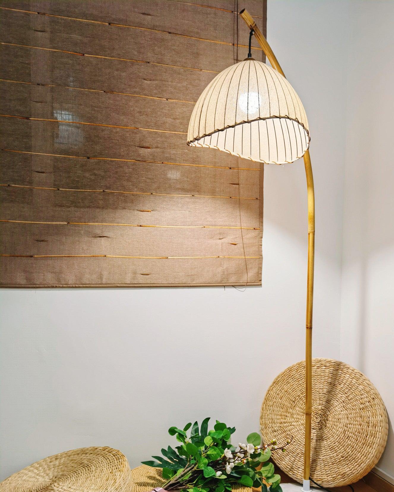 Lampe Sur Pied Japonaise en Bambou - Design Zen Minimaliste avec Douille E27