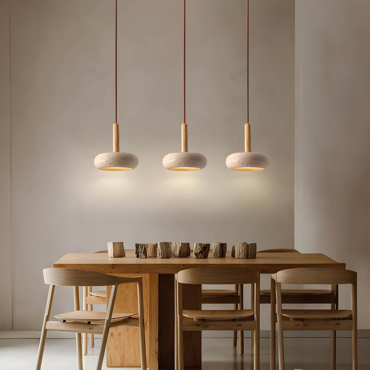 Suspension OSHO Stone – Lampe en Travertin Jaune Naturel LED, Éclairage Élégant et Durable