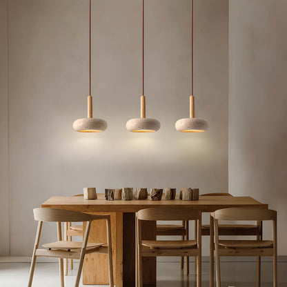 Suspension OSHO Stone – Lampe en Travertin Jaune Naturel LED, Éclairage Élégant et Durable