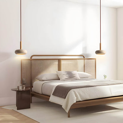 Suspension OSHO Stone – Lampe en Travertin Jaune Naturel LED, Éclairage Élégant et Durable