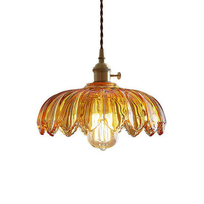 Lampe suspendue en verre translucide avec base en cuivre – Création d'une atmosphère romantique et lumineuse