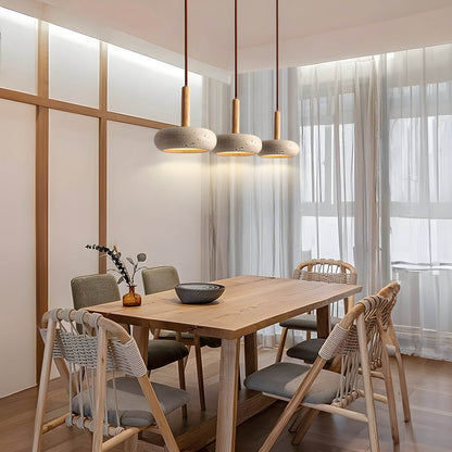 Suspension OSHO Stone – Lampe en Travertin Jaune Naturel LED, Éclairage Élégant et Durable