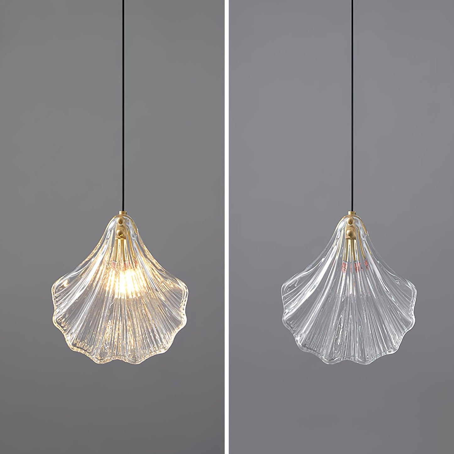 Suspension Mini Shell Design en Verre et Laiton – Lampe Moderne à Suspendre