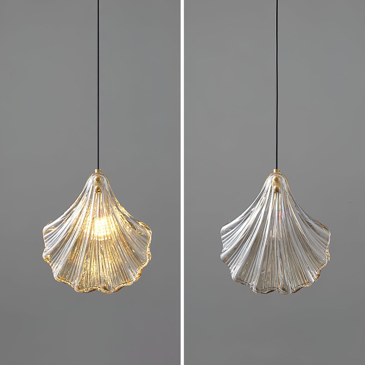 Suspension Mini Shell Design en Verre et Laiton – Lampe Moderne à Suspendre