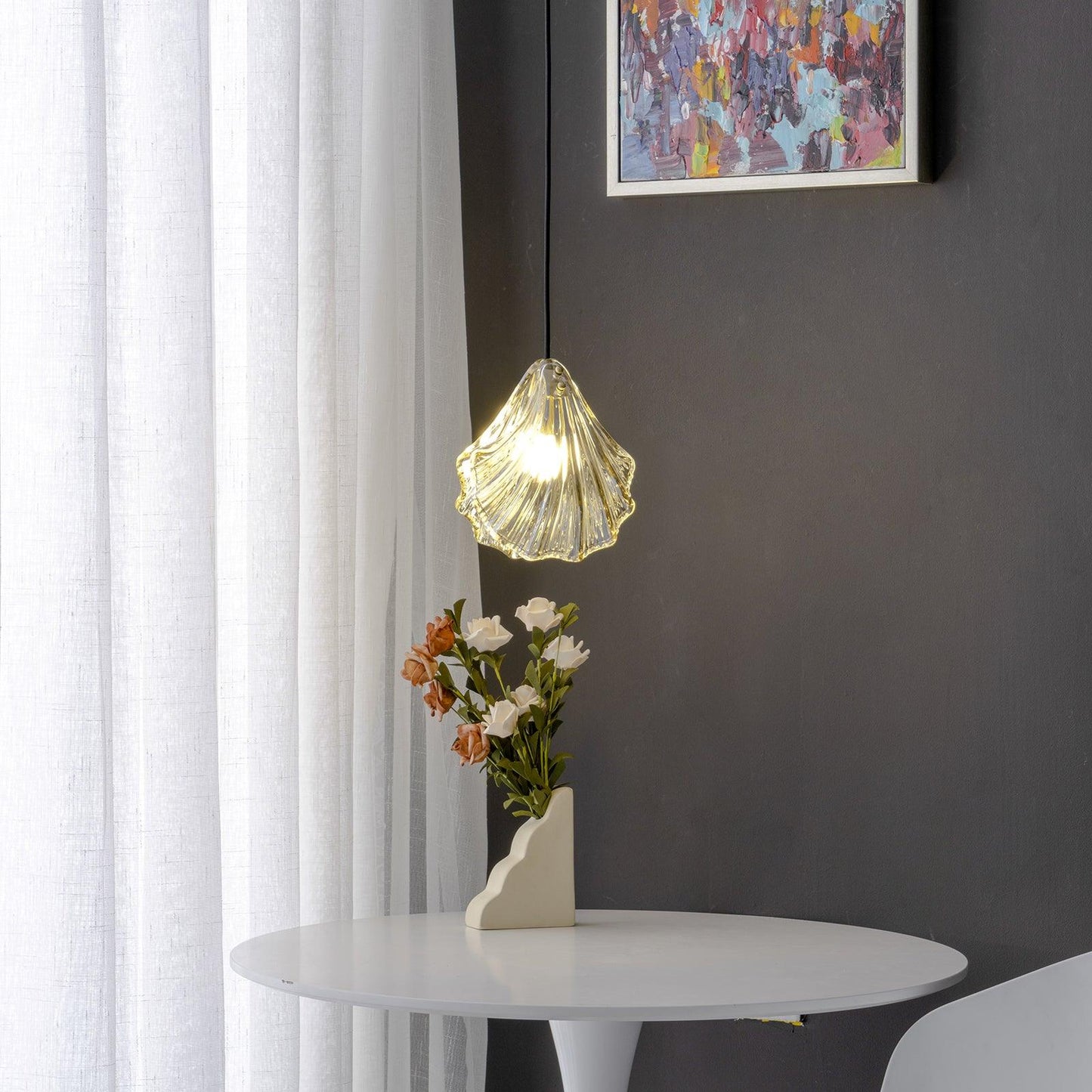 Suspension Mini Shell Design en Verre et Laiton – Lampe Moderne à Suspendre