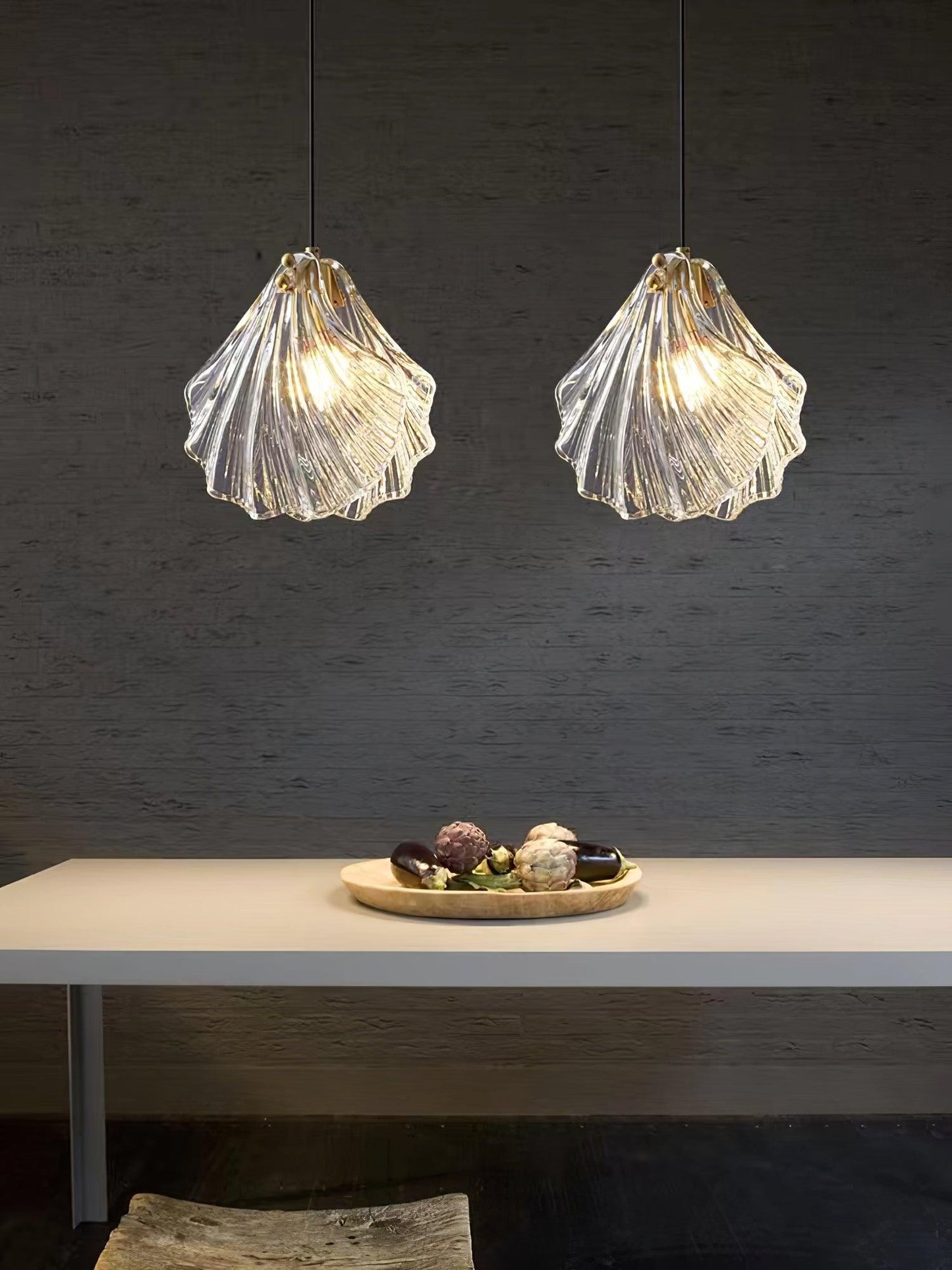 Suspension Mini Shell Design en Verre et Laiton – Lampe Moderne à Suspendre