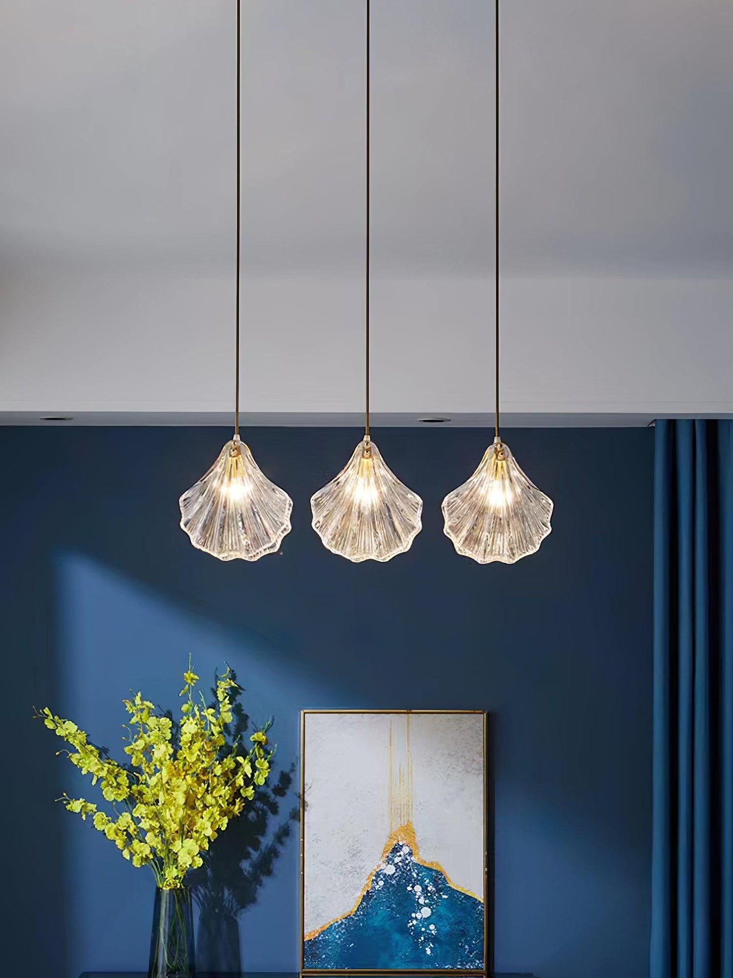 Suspension Mini Shell Design en Verre et Laiton – Lampe Moderne à Suspendre