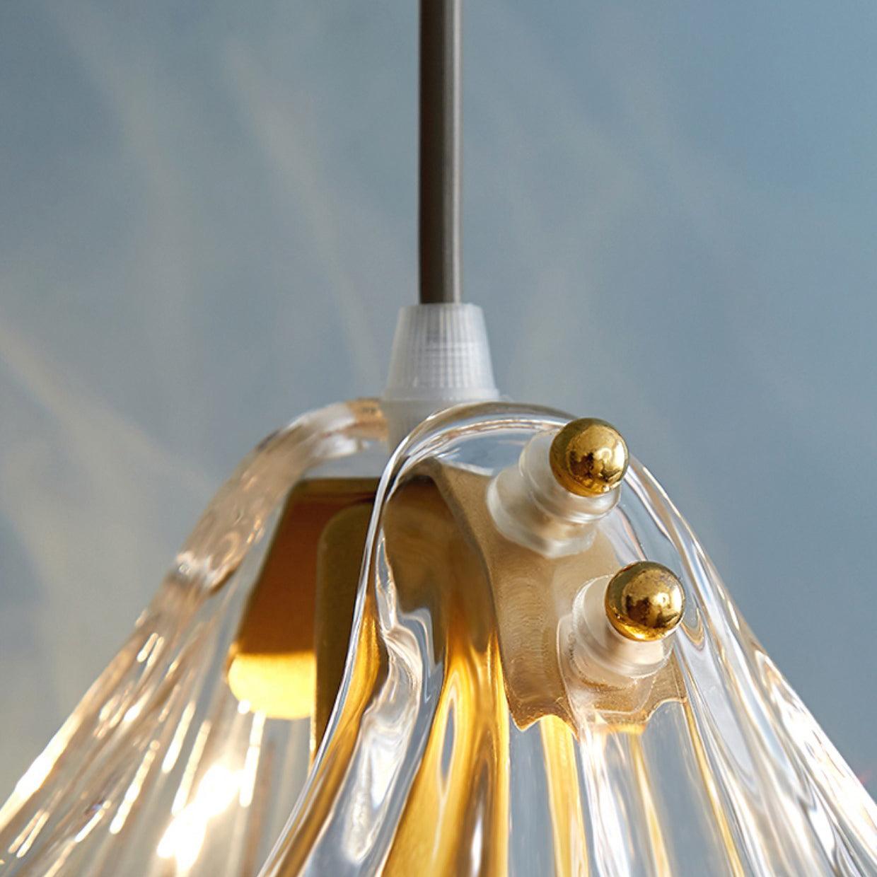 Suspension Mini Shell Design en Verre et Laiton – Lampe Moderne à Suspendre