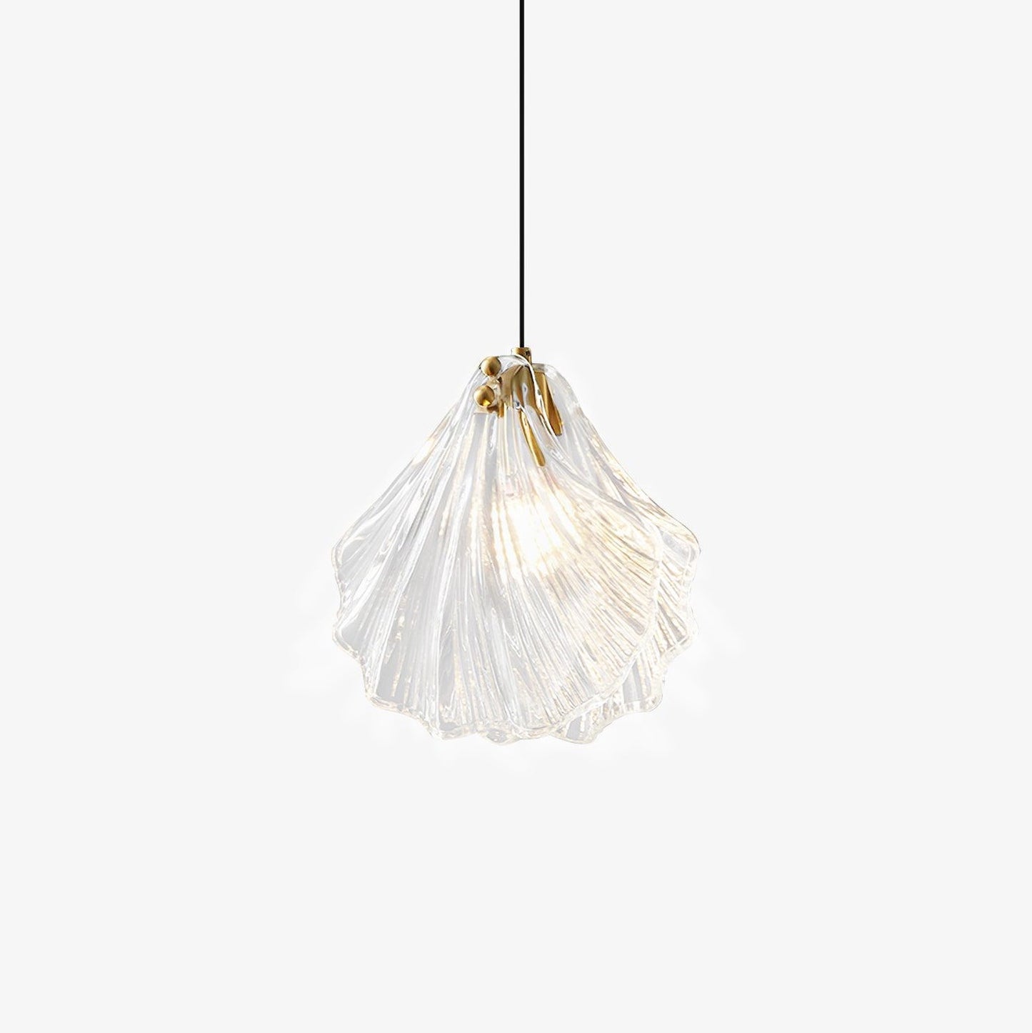 Suspension Mini Shell Design en Verre et Laiton – Lampe Moderne à Suspendre