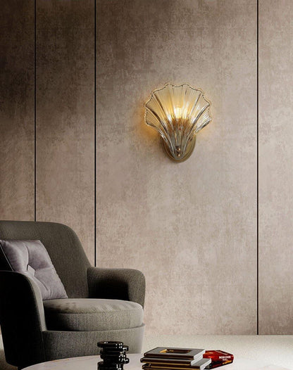 Applique Murale Design Coquillage en Laiton et Verre – Lampe LED Moderne