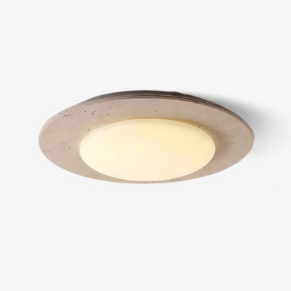 Plafonnier Sky Dome en Travertin Jaune et Bois Massif – Élégance Naturelle et Lumineuse