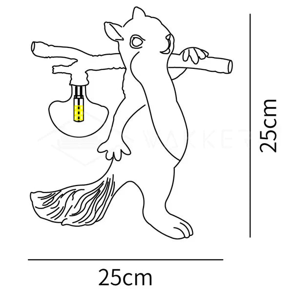 Lampe de Table Écureuil – Lampe Décorative LED avec Base en Résine et Verre