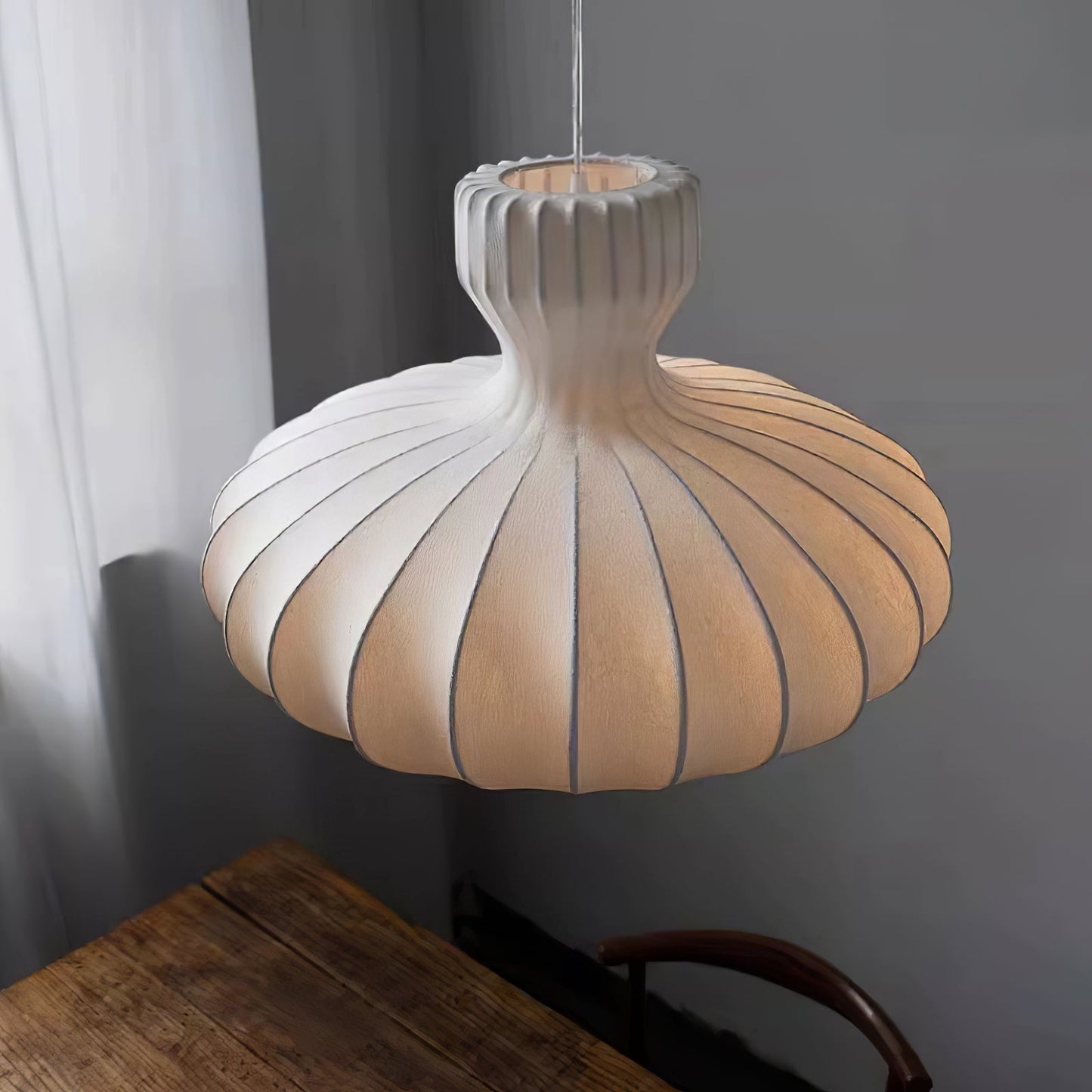 Suspension Bella Bloom - Lampe Vintage en Soie Naturelle et Métal