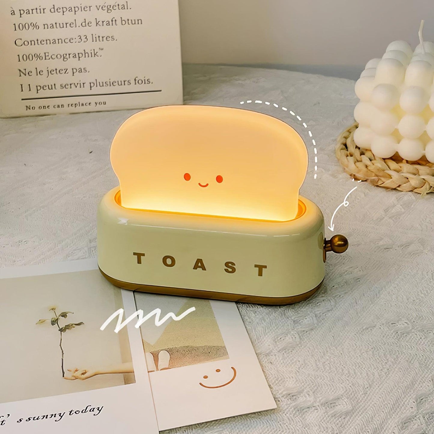 Lampe de Nuit Toaster – Luminaire Décoratif et Portable avec Batterie Rechargeable
