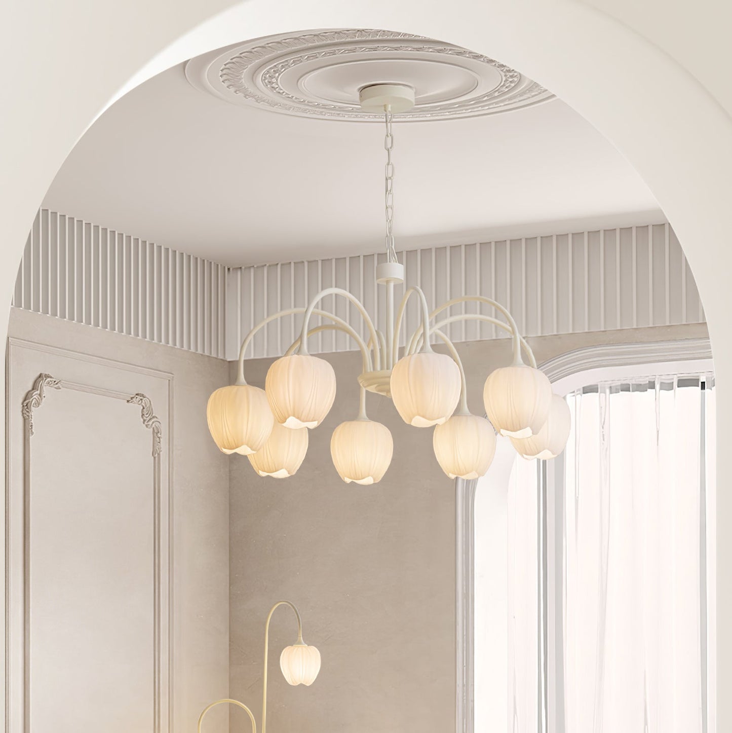 Chandelier Tulip Matcha – Design Élégant Inspiré des Fleurs de Tulipe et de la Couleur Matcha