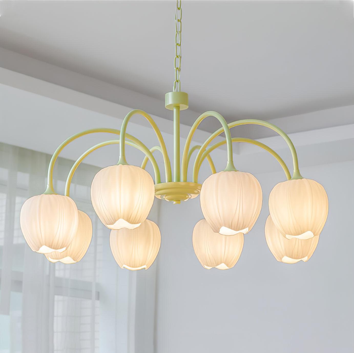 Chandelier Tulip Matcha – Design Élégant Inspiré des Fleurs de Tulipe et de la Couleur Matcha