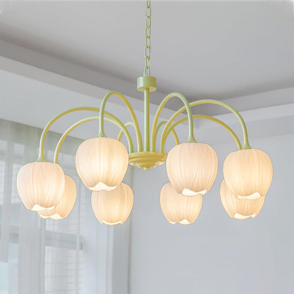 Chandelier Tulip Matcha – Design Élégant Inspiré des Fleurs de Tulipe et de la Couleur Matcha