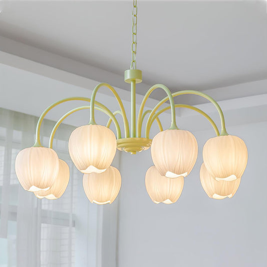 Chandelier Tulip Matcha – Design Élégant Inspiré des Fleurs de Tulipe et de la Couleur Matcha