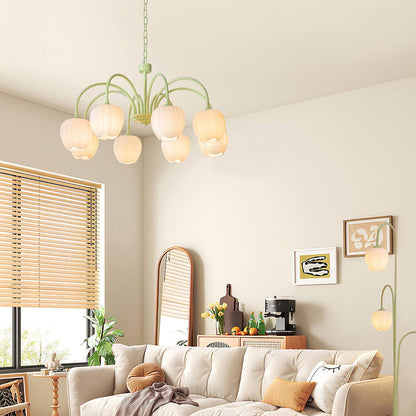 Chandelier Tulip Matcha – Design Élégant Inspiré des Fleurs de Tulipe et de la Couleur Matcha